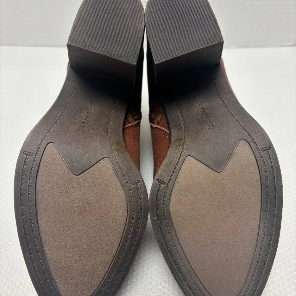 NWOT: Lucky Brand Heeled Brown Leather Booties Boots Women's Size 11 - 2128 - Picture 9 of 10